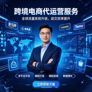 跨境电商代营运亚马逊TK托管虾皮运营temu整店装修代开网店铺服务