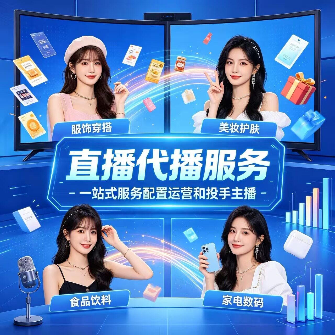 直播代播代运营抖音淘宝小红薯直平面广告设计