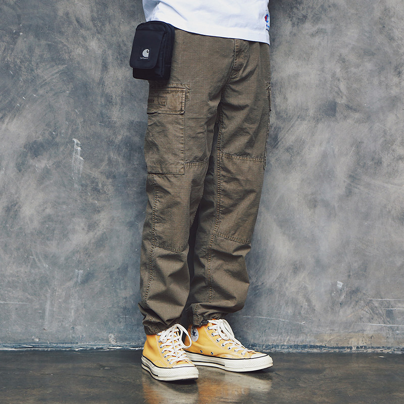 714street 17ss Dyed Cargo Pants 格子布刺绣秋款水洗蜡染工装裤|msdalam kategori Pakaian Lelaki, seluar santai - dari Buy2taobao.com untuk memberikan perkhidmatan ejen Taobao profesional membeli