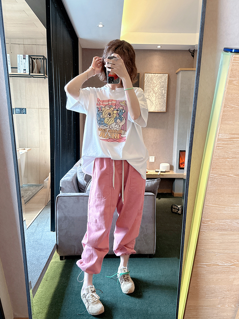 半袖韩版常规小熊印花棉女