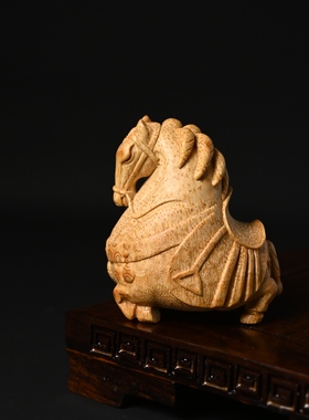 竹根雕唐马精品摆件文玩手把件名家手作