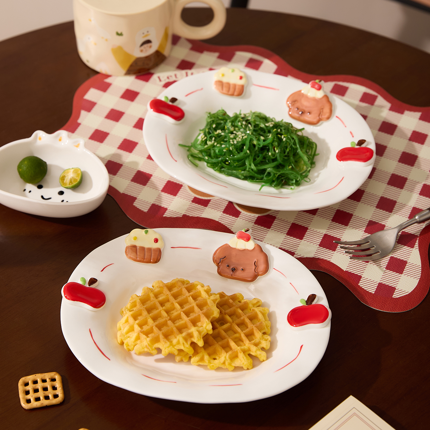 好看的高颜值陶瓷餐盘可爱小狗