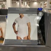 CK男士 纯棉白色打底短袖 纯色修身 美国直邮 T恤贴身V领内衣三件装