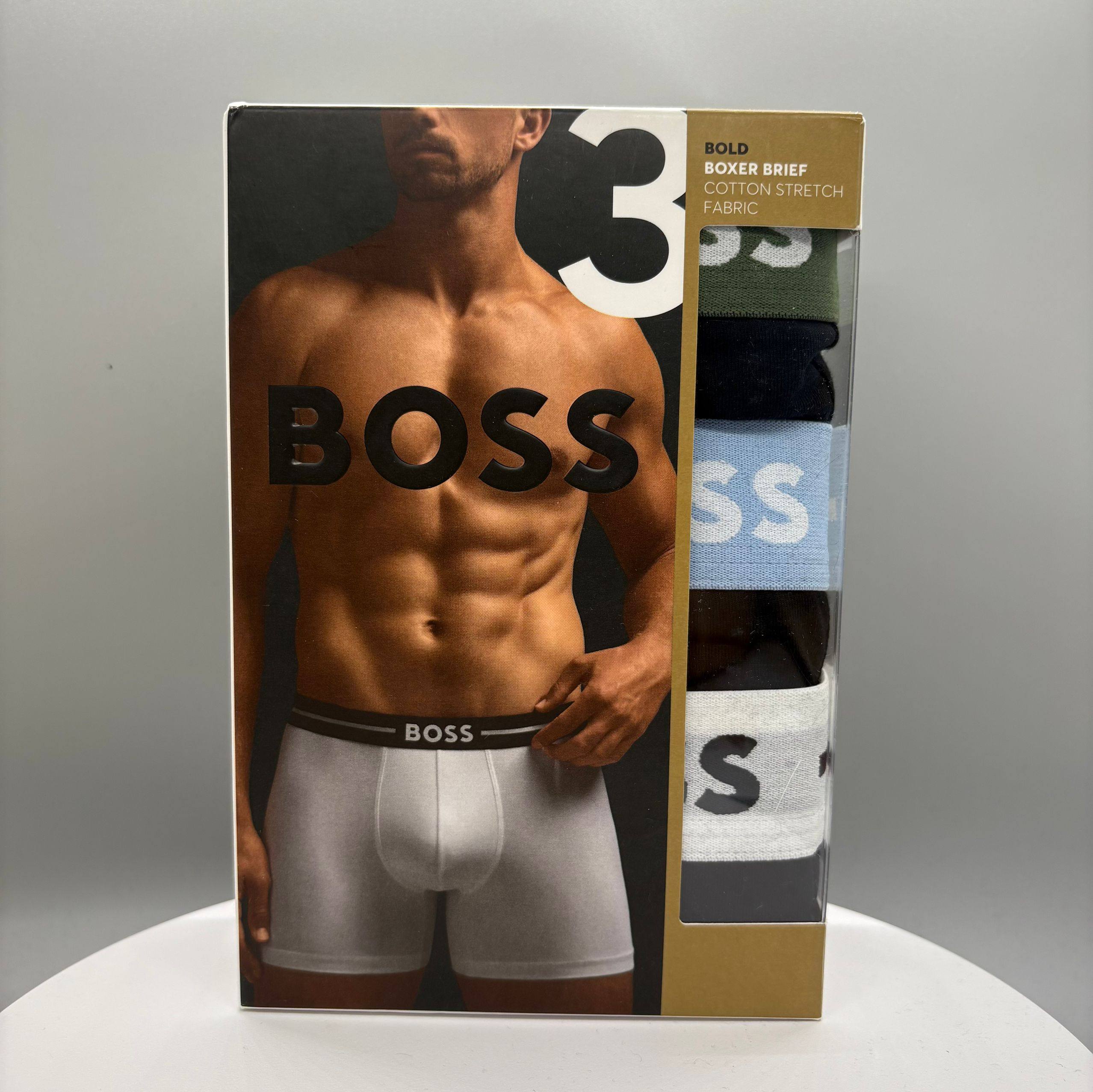 美国直邮正品HUGO BOSS男士BOXER全棉四角平角内裤3条青年简约