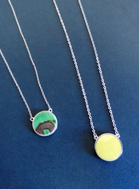 手工925纯银镶嵌 康熙 御用官窑 古瓷老瓷片首饰礼物品 锁骨项链