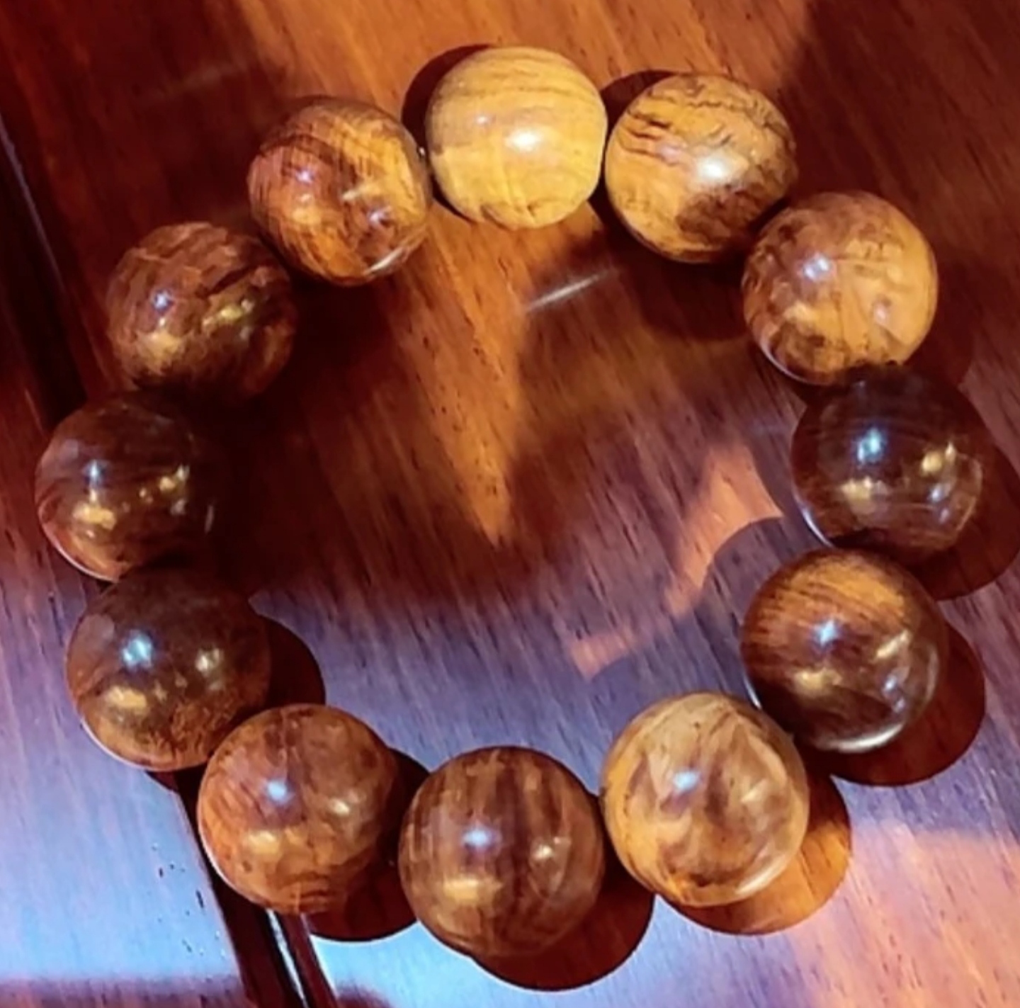 海南黄花梨无漆无蜡不上色(自然色降香黄檀手串/手链20mm*12颗