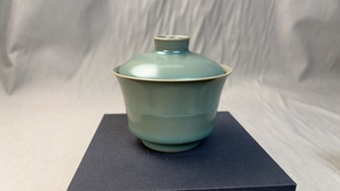 张公巷仿古釉竹节两才盖碗汝窑官窑汝瓷开片可养功夫茶具刘宜颍