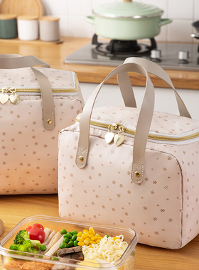 法式便当包卡通大容量带饭保温袋午餐学生手提饭盒袋上班族带饭包