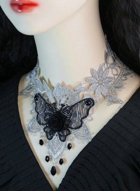 复古镂空黑色蕾丝颈饰遮盖伤疤项链颈带领子疤痕锁骨可爱颈链
