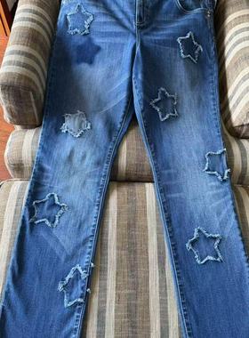 出口美国原单大码女装复古尾货中腰弹力boyfriend修身直筒牛仔裤