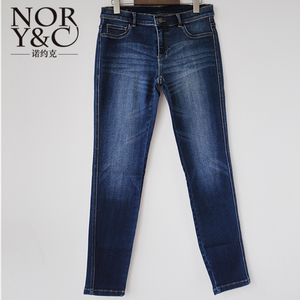NORY&C/诺约克秋季新款弹力软面料小脚牛仔裤大码修身铅笔裤