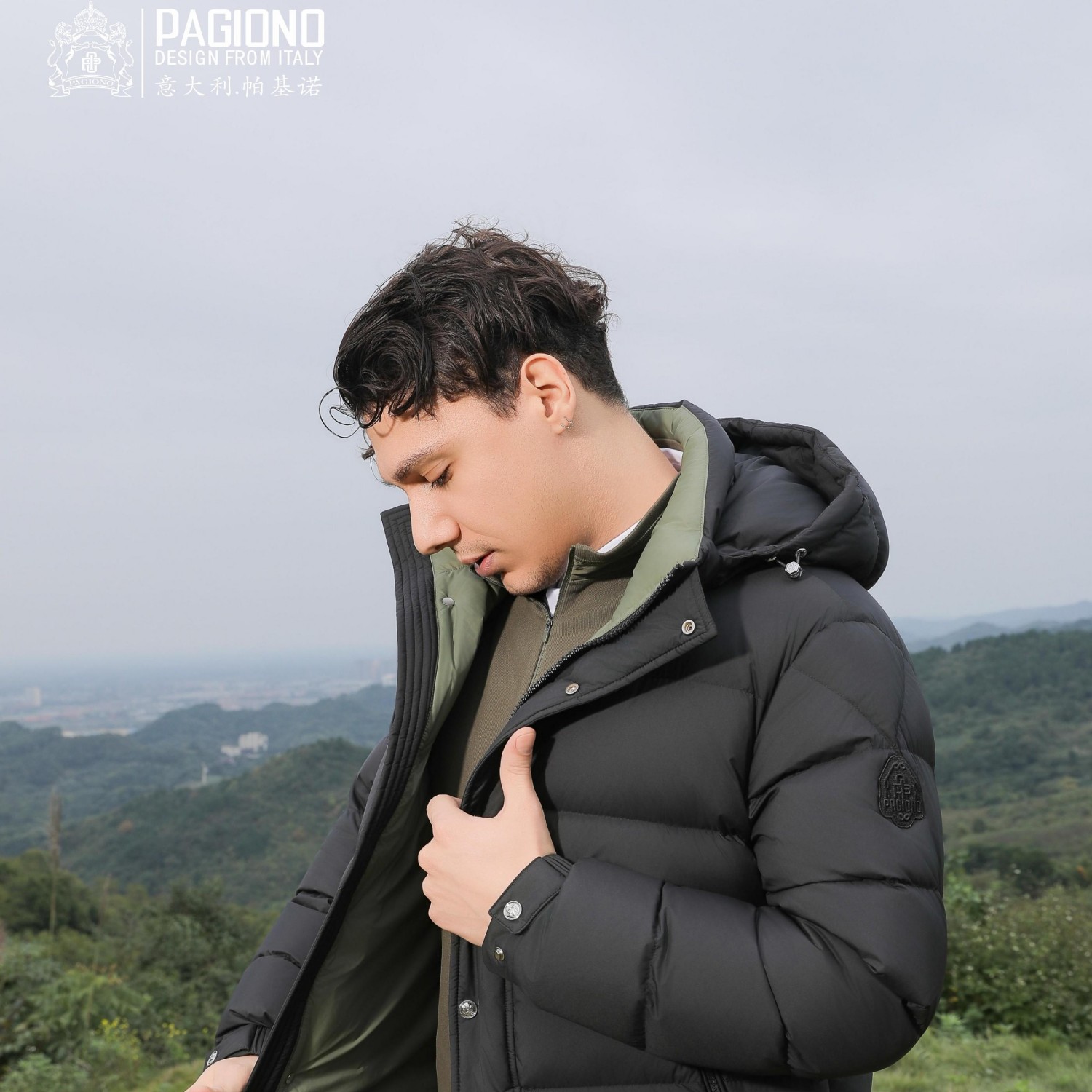 【高充绒】PAGIONO冬季高充绒白鸭绒连帽羽绒服男款轻奢保暖外套