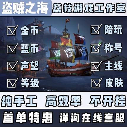 盗贼之海代练代肝传奇人物金币蓝币声望等级陪玩武器苍龙刷幽灵套