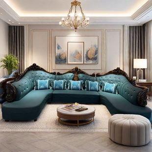 大客厅韩美欧式 地下室家用KTV练歌房影院U型双贵妃科技布沙发特价