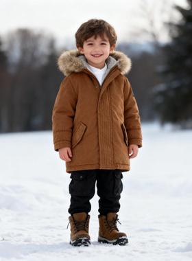 好孩子旗下MC男童棉服大衣冬款连帽外套保暖中长款外出服80码特价