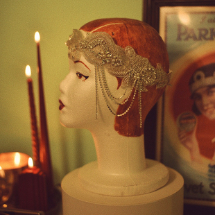 ShimmyShimmy1920年代风格银色镶钻流苏华丽盖茨比派对头饰发饰