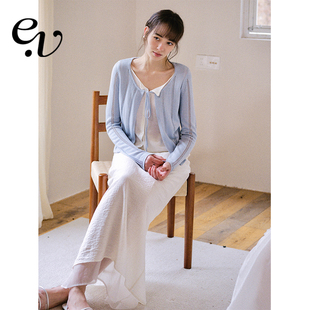 Even Vintage | 亚麻混纺 镂空肌理假两件气质简约针织衫