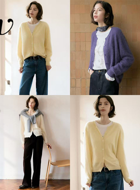 Even Vintage | 羊毛羊绒混纺 百搭宽松纯色针织开衫简约气质毛衫