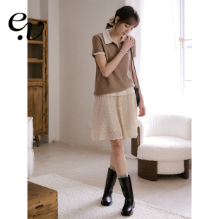 立体钩花针织高腰优雅百搭半身裙中裙 莱赛尔亚麻 Even Vintage