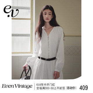 Even Vintage|春日序曲 法式气质高级感经典优雅花边长袖连衣裙