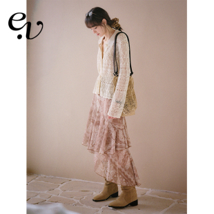 波西佩利斯蕾丝印花不规则半身裙 优雅腔调 Even Vintage