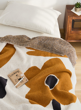 Selkiey春日太阳花软糯半边绒针织毯子 休闲盖毯办公室午睡沙发毯