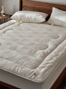 自然A类新疆棉花床垫全棉华夫格床垫褥子双人绑带防滑榻榻米床垫