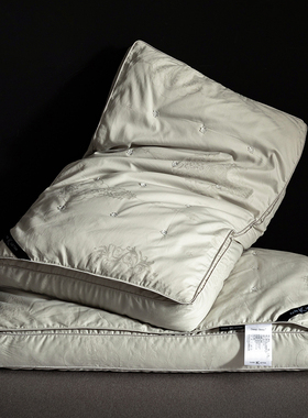 高端五星级酒店枕头全棉提花蚕丝双层复合护颈椎枕助睡眠成人枕芯