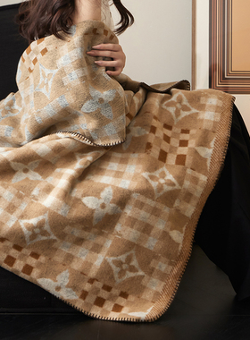 高级感仿羊绒提花拉绒毛毯休闲沙发毯办公室午睡毯披肩毯子空调毯