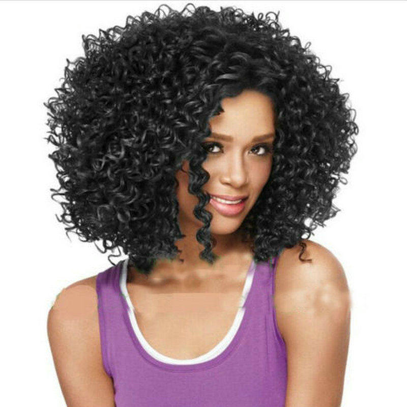 中分刘海爆炸头假发女士中短卷发型逼真整顶发套蓬松高温丝全头套