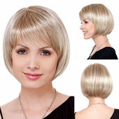 欧美浅金色假发女式 修脸波波头全头套逼真自然bobo头整顶发套