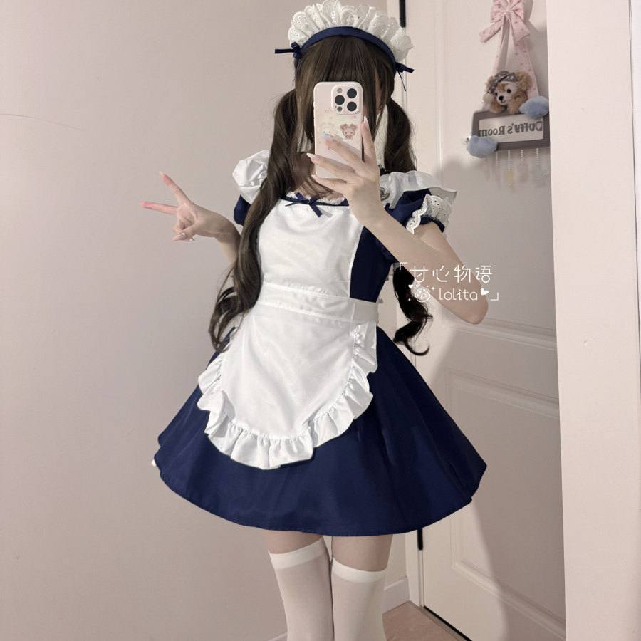 天使女仆装可爱狗短绀色软妹少女cos女佣装洛丽塔lolita连衣裙