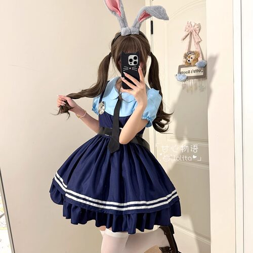 万圣节服装可爱萌系cosplay朱迪警官兔子装漫展情侣装女仆连衣裙