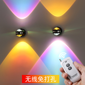 无线电池充电射灯免接线免打孔家用氛围沙发背景灯免布线遥控壁灯