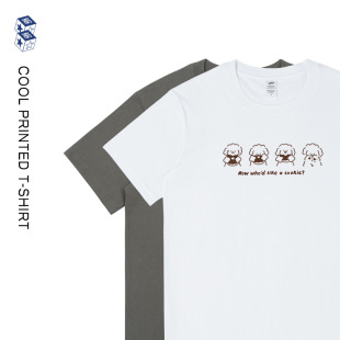 男装 女多色百搭外穿上衣服 230g小清新印花T恤男日系宽松圆领短袖