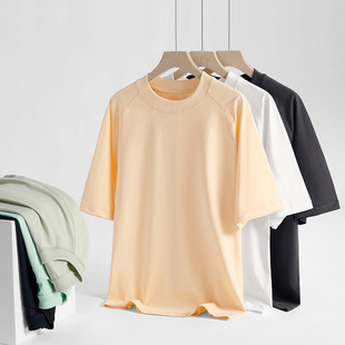 高品质230g凉感t恤男夏季 冰感棉透气休闲男生体恤上衣圆领女短袖
