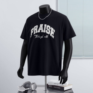 青春打底上衣女ins 街头潮牌T恤男字母立体胶印花圆领短袖 男装 夏季