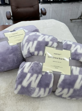 字母M印花法兰绒舒棉绒毛毯学生毯空调毯保暖毯单人盖毯