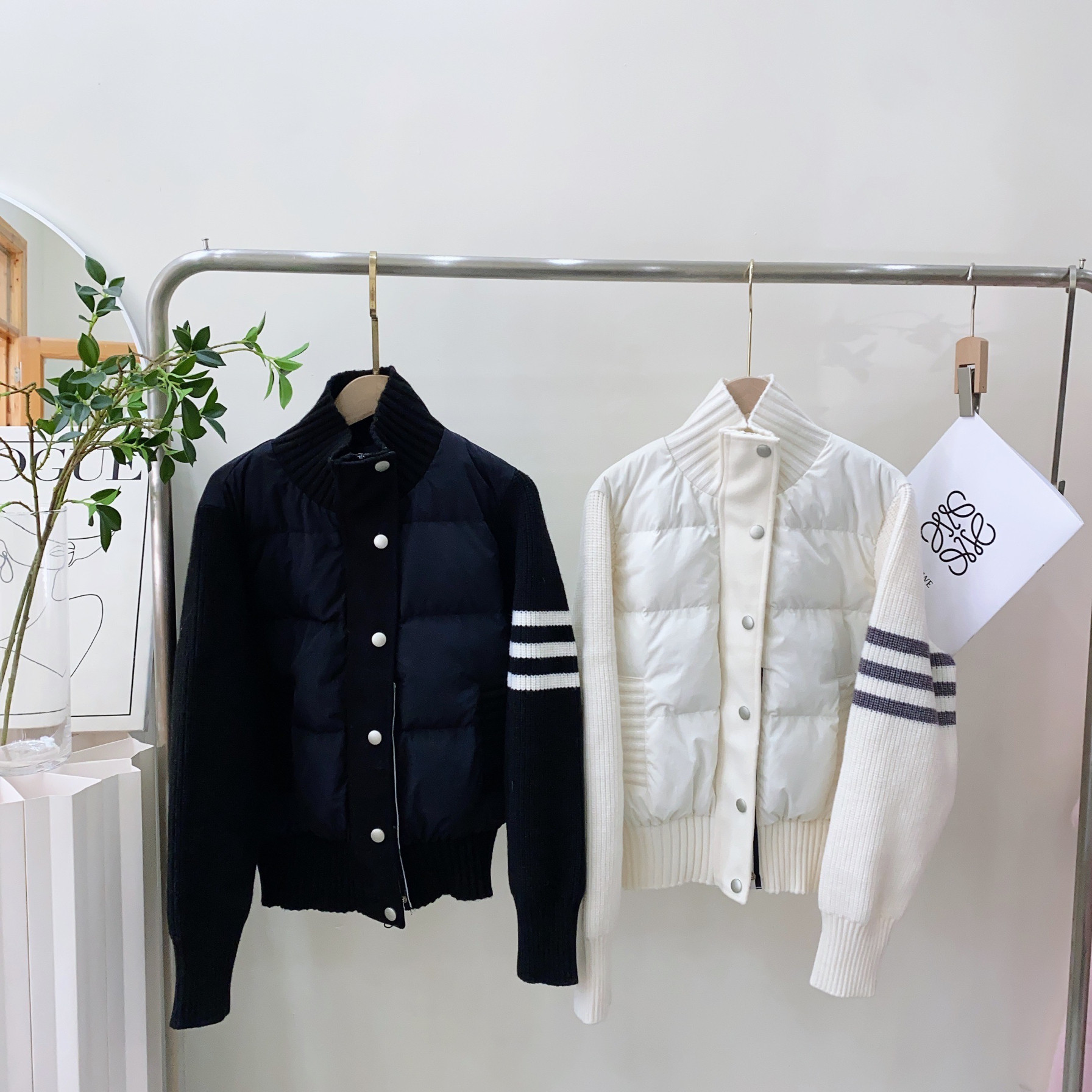 TB同款羽绒服女短款2024秋冬新款针织拼接90白鸭绒学院风外套潮