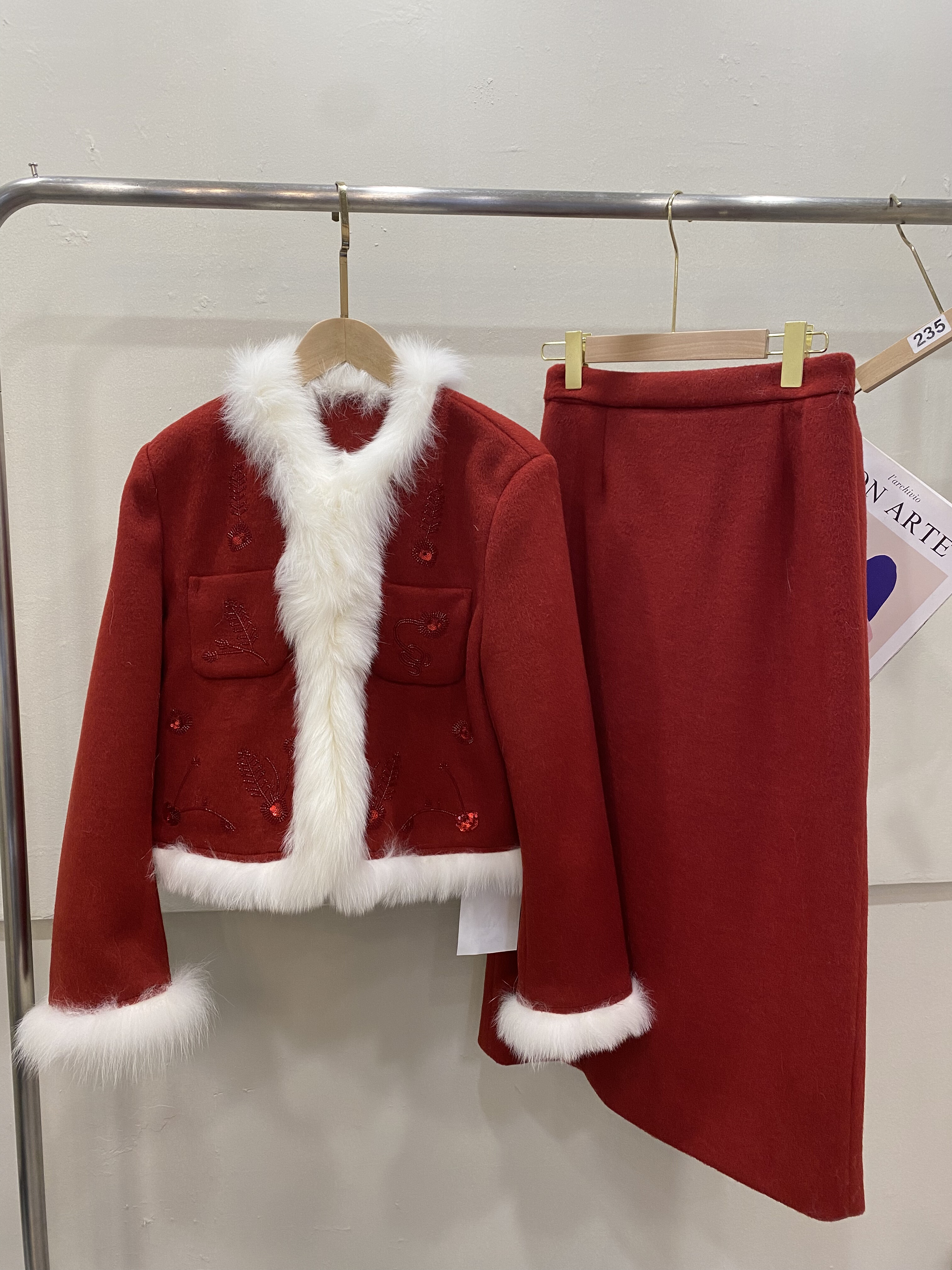 2025秋冬新款双面羊毛大衣韩版狐狸毛袖子毛毛毛呢羽绒皮草外套