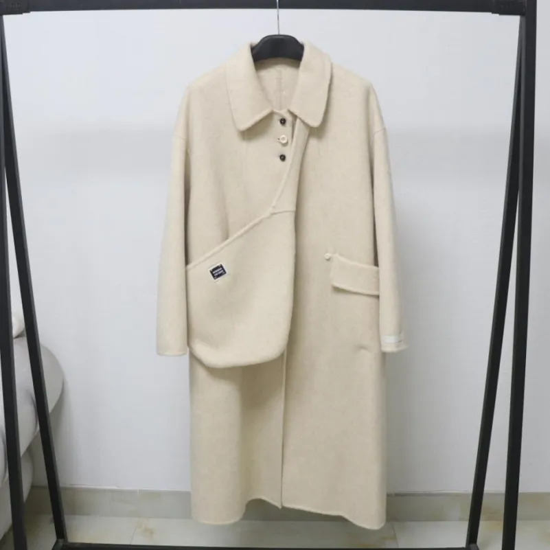 韩系双面羊毛大衣女秋冬新款中长款简约百搭羊毛毛呢外套女2025
