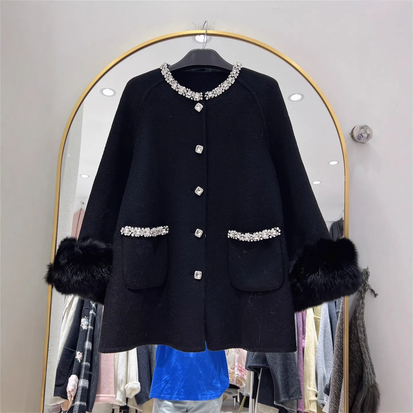 2025秋冬新款韩版宽松显瘦百搭毛呢外套女中长款大衣