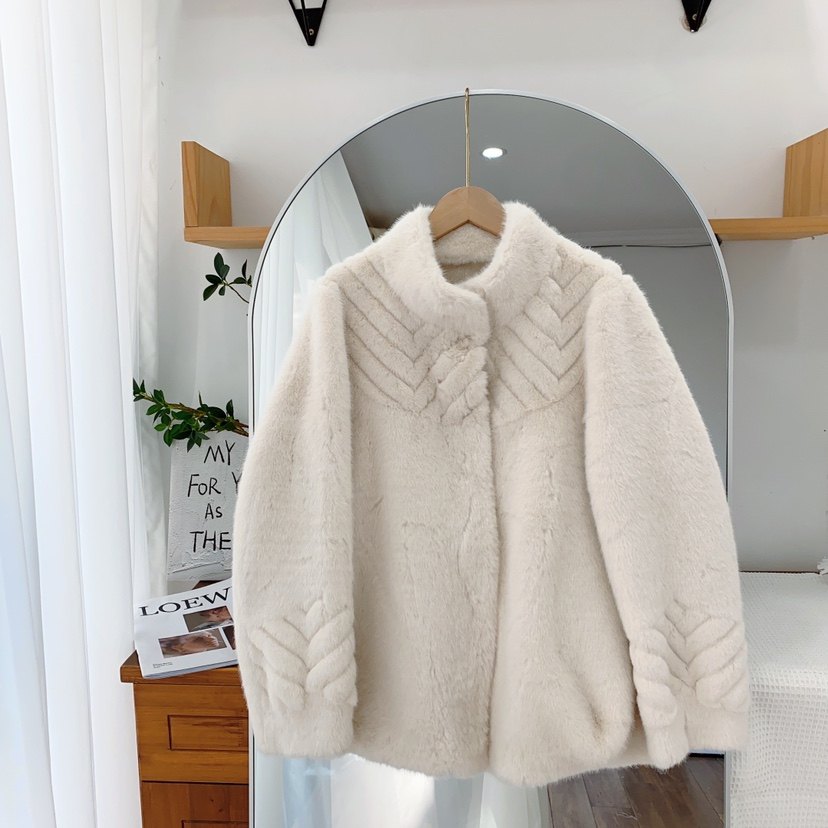 皮草外套女环保羊剪绒仿水貂毛貂皮大衣整貂波浪气质年轻减龄