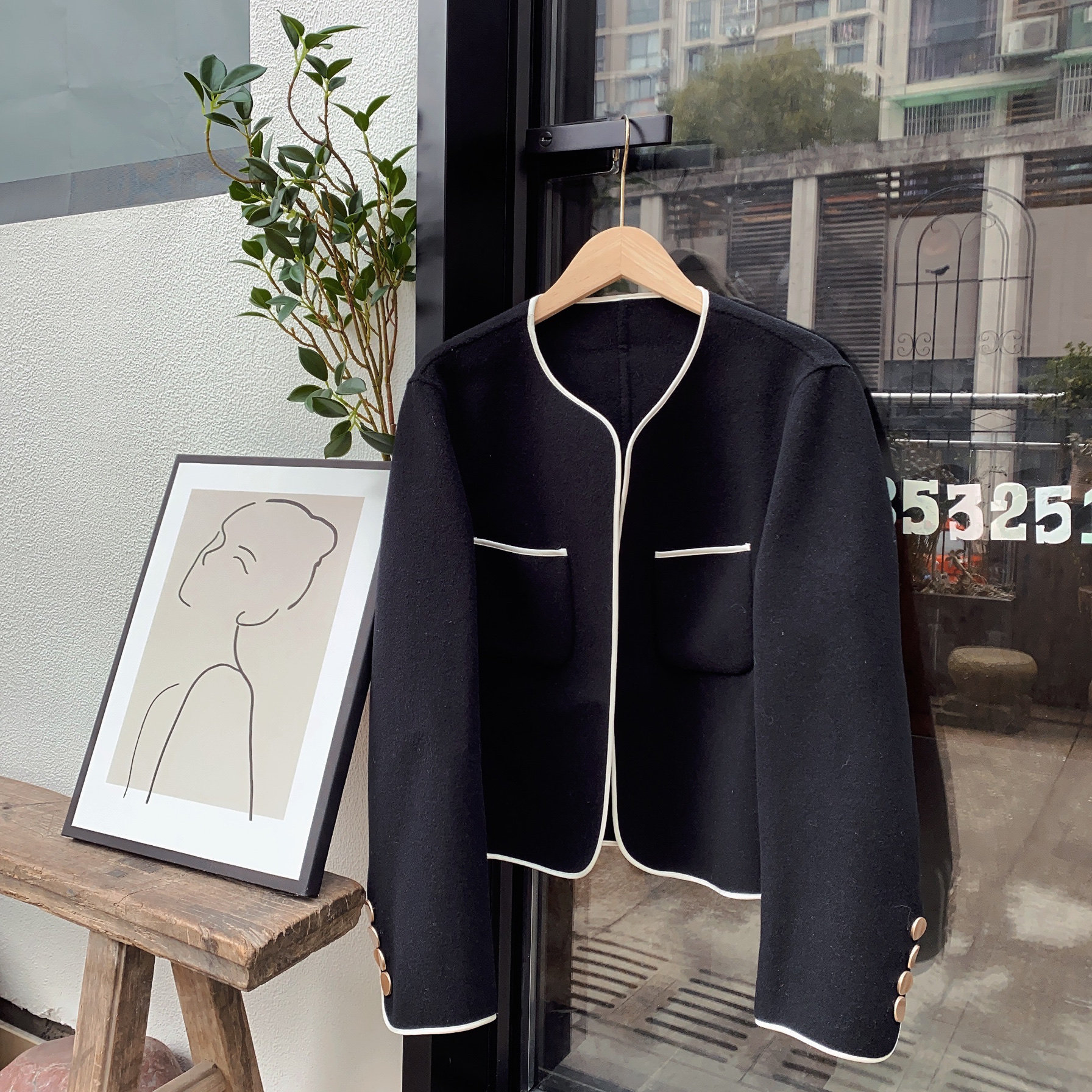 品牌专柜新款小香风毛呢外套女小个子短款上衣外套1OO羊毛