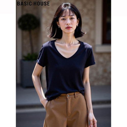 百家好莱赛尔天丝正肩短袖T恤女