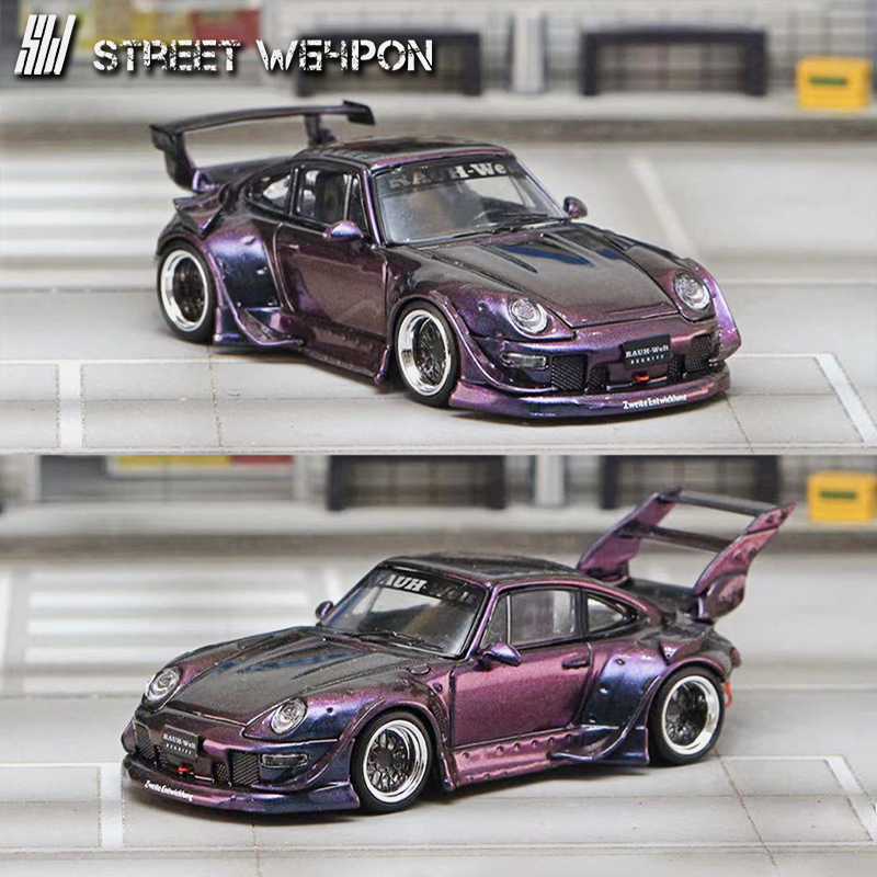 车模1:64 STREET W64PON RWB993变色龙高尾翼版跑车合金汽车模型