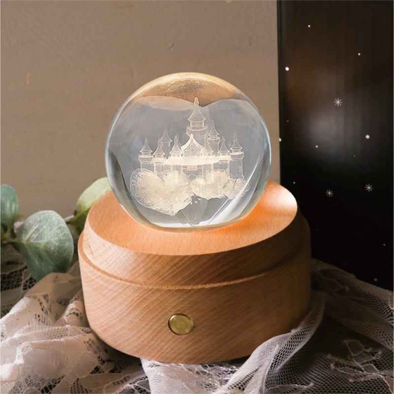 天空之城水晶球少女心EXO音乐盒城堡灯八音盒生日礼物送女孩儿童