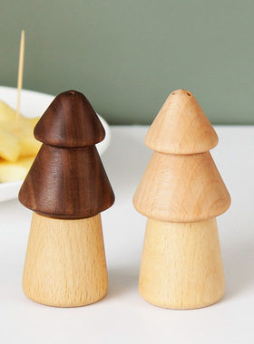 北欧风木质餐厅松树牙签筒榉木黑胡桃木牙签罐实木可爱家用牙签盒