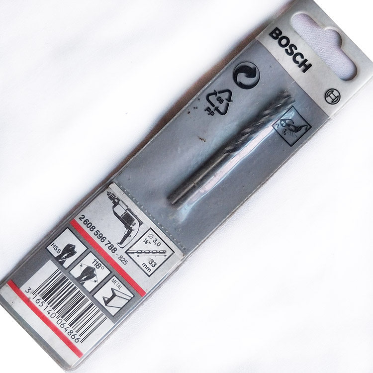 五金BOSCH博世原装钻头3mm高速钢直柄麻花钻788-825金属钻两支装