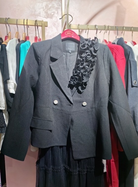 Dili迪骊正品春秋 25新款黑色西装小香风短款大衣外套 不退不换